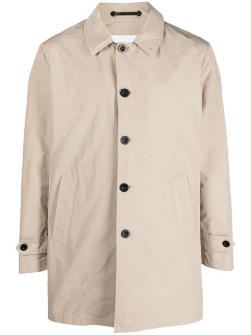 Point-collar single-breasted coat - Neutrals