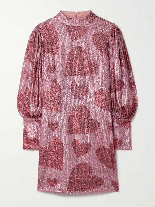 Sequined Tulle Mini Dress - Pink