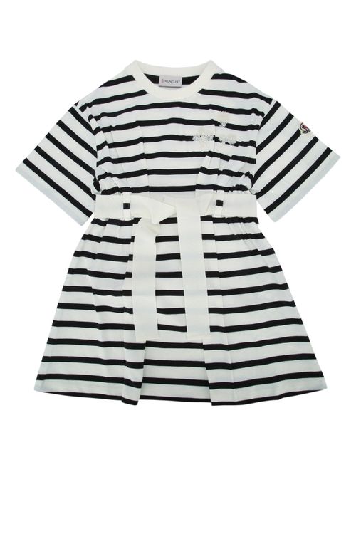 Striped Cotton-Viscose Dress — White