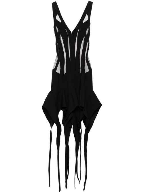 Handkerchief semi-sheer minidress - Black