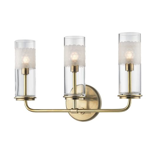 Wentworth 3-Light 10" Wall Sconce in Aged Bra
