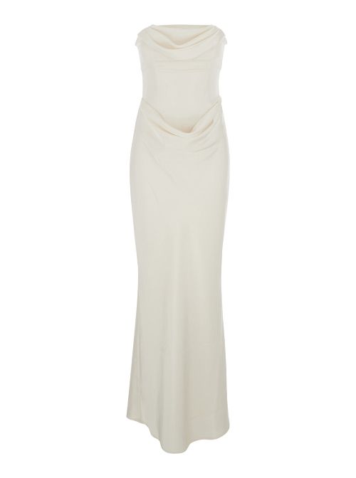 Draped Off-Shoulder Dress — White