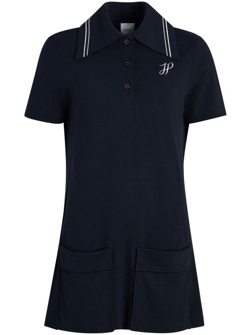 JP-embroidered polo mini dress - Blue