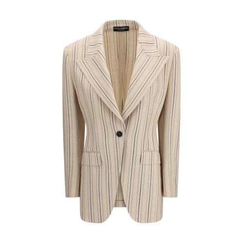 Regimental Pinstripe Viscose Blazer — Beige
