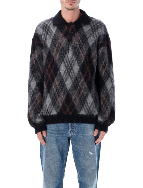 Basic Polo Black Rumble Alpaca And Mohair Blend Runble Polyamide Sweater - Men
