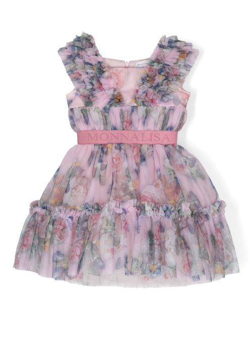 Floral-print tulle dress - Pink