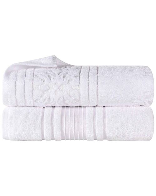 Superior Set of 2 Sadie Zero Twist Cotton Jacquard Floral Absorbent Bath  Sheets