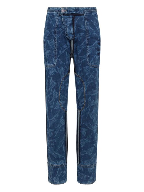 Printed Denim Jeans — Indigo