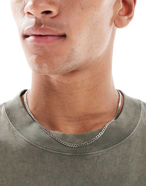 Short slim 4mm neck chain in silver tone - SILVER
