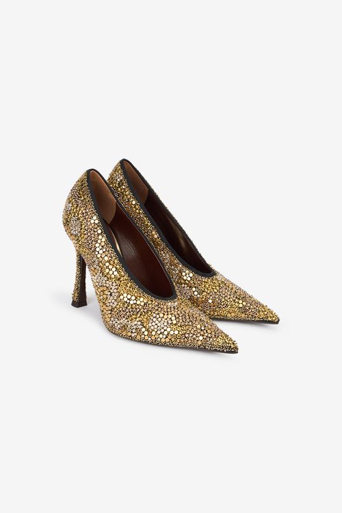 Gold Pointed-toe Pumps