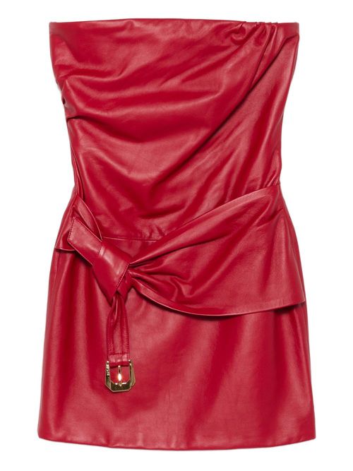 Belted strapless mini dress - Red