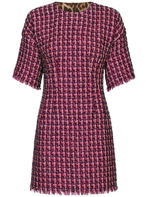 Tweed short-sleeve minidress - Pink