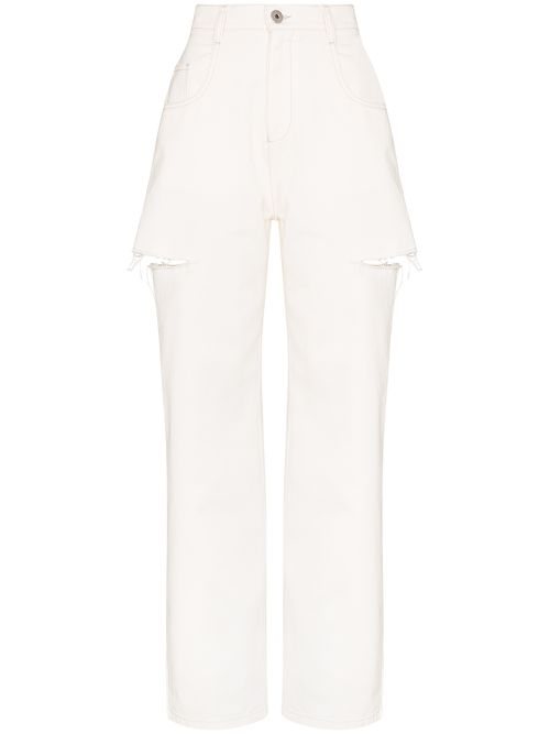 High-rise distressed jeans - White