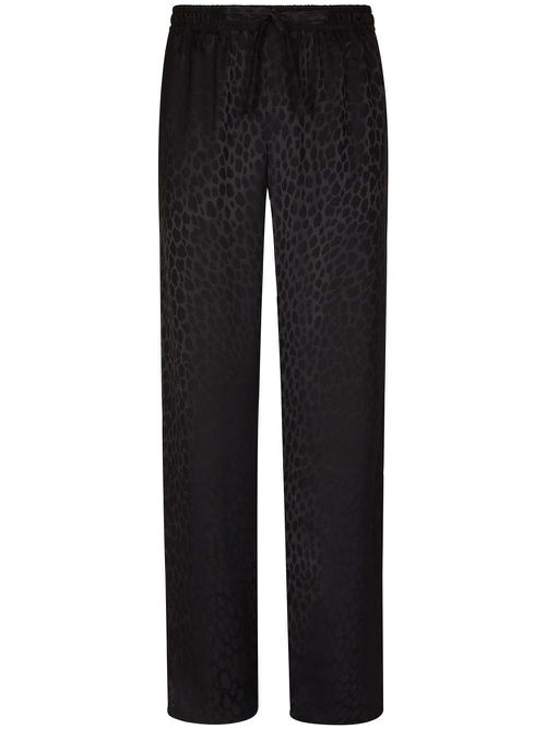 Animal-print straight trousers - Black