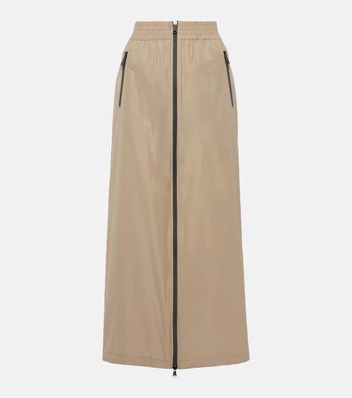 Zip-up taffeta maxi skirt
