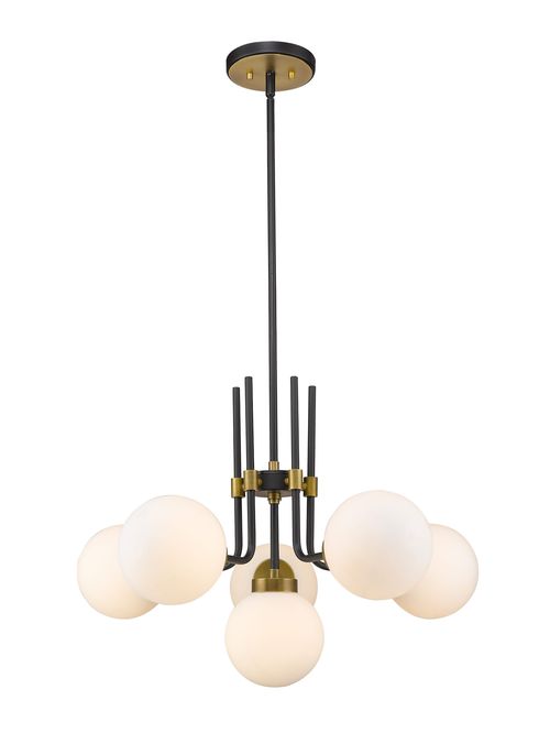 Parsons 6-Light Chandelier In Matte Black With Olde Bra