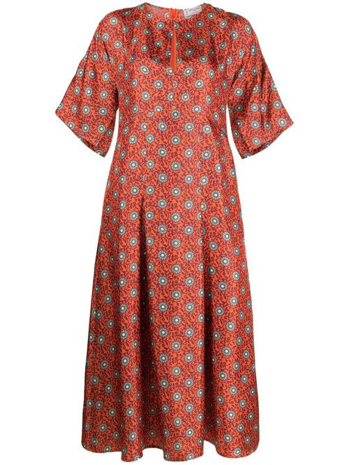 Printed midi dress - Orange