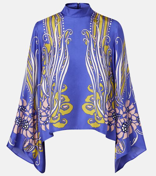 Make An Exit printed silk satin blouse