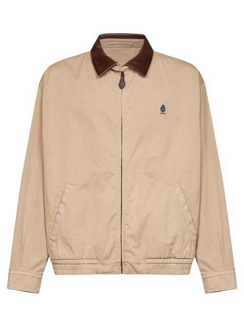 Cord Cotton Bomber Jacket — Beige