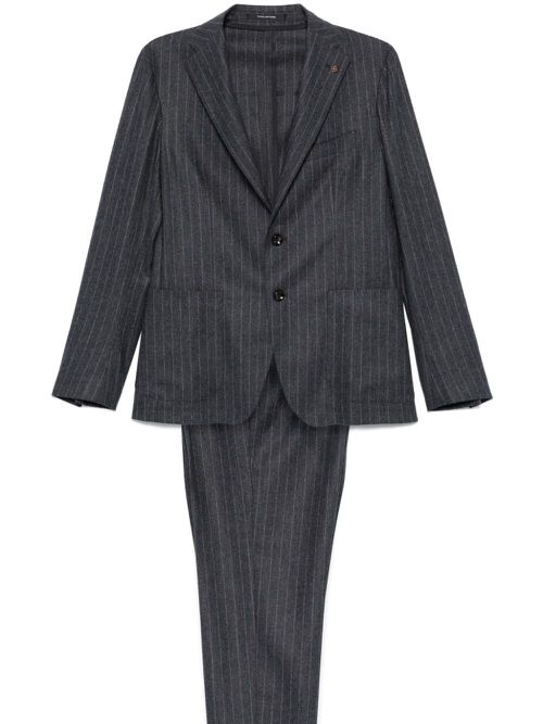 Pinstripe-pattern suit - Grey