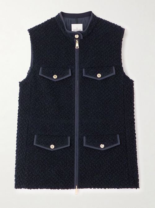 Fallavier Appliquéd Quilted Shell And Wool-bouclé Down Vest - Blue