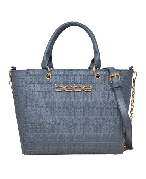 Celia Embossed Logo Satchel Bag - Storm Grey
