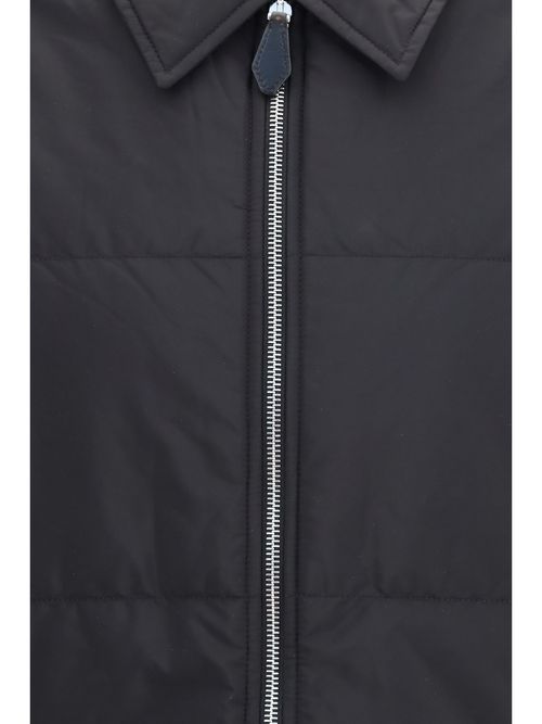 Padded Nylon-Front Fleece Wool Jacket — Black
