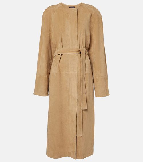 Dietrich suede-trimmed cotton-blend trench coat