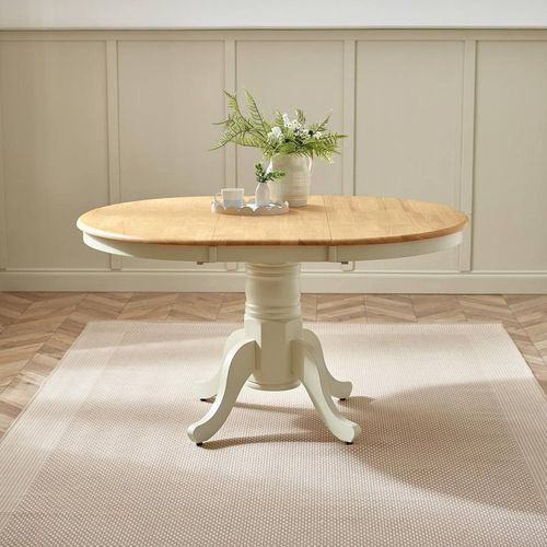 FurnitureboxUK Unisex Padstow Rustic Farmhouse Extending Solid Wood Dining Table in Crea