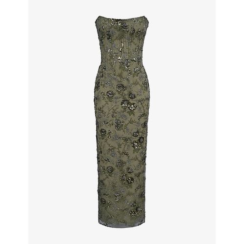 Womens Serelise Hand-Beaded Strapless Woven Maxi Dress