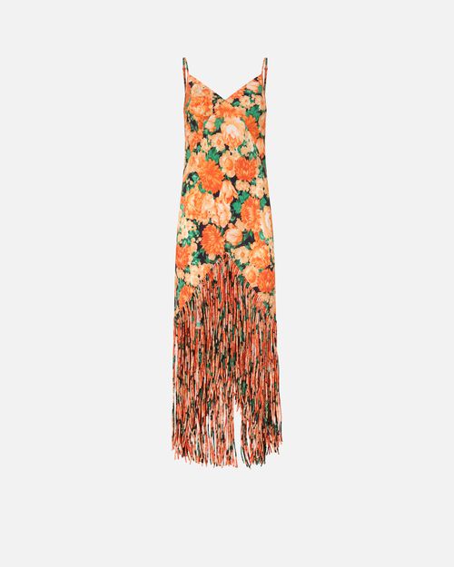 Long dress with fringing and Botanic Garden print - 38