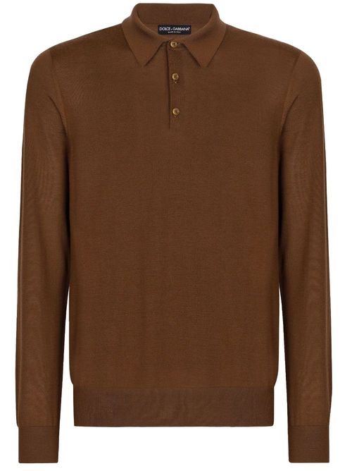 Cashmere long-sleeve polo shirt - Brown