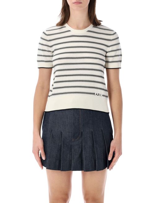 A. p.c. Classic Striped Short Sleeve Knit Sweater - Size S
