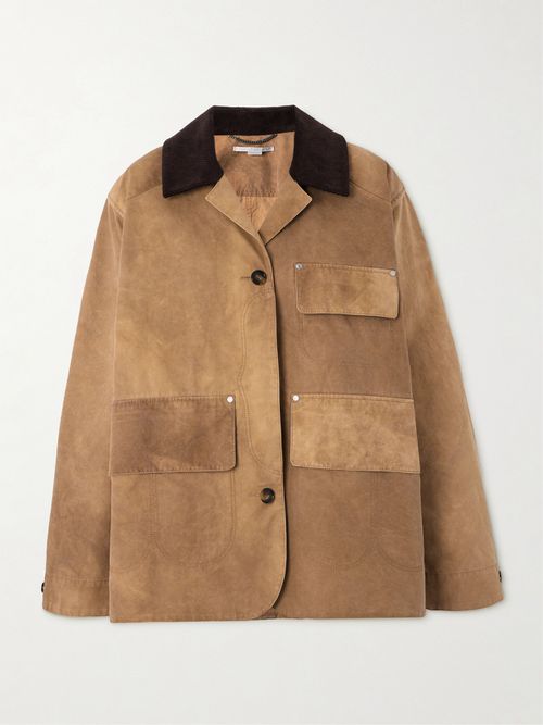 Corduroy-trimmed Washed Organic Cotton-canvas Jacket