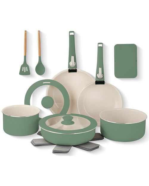 Gotham Steel 18pc Nonstick Ceramic Cookware Set with Detachable Handles