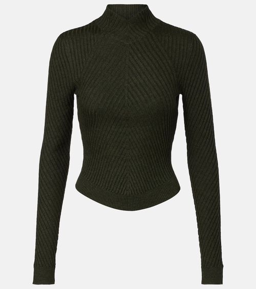 Ribbed-knit wool turtleneck sweater