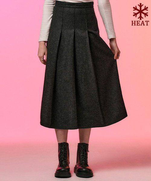 Wool herringbone pleated long skirt Winter long skirt ver.