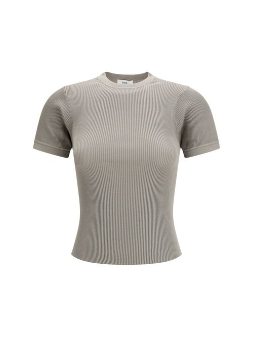 Silk Ribbed T-Shirt — Gray