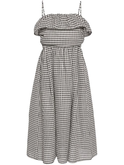 Check pattern midi-dress - Black