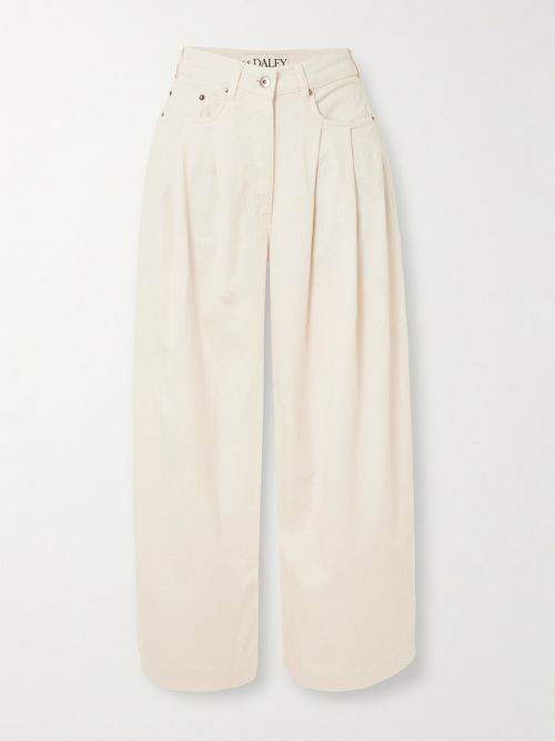 S. S. Daley - Ivy Pleated Cropped Mid-rise Barrel-leg Jeans - Ecru