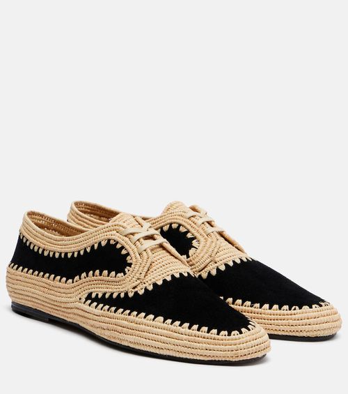 Strength raffia and suede Derby shoes