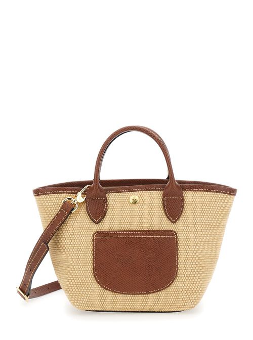 Le Pliage Xs Brown Handbag With Logo Embossed On The Front In Fabric And Leather Blend Woman