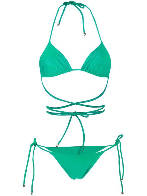 Wraparound tied bikini set - Green