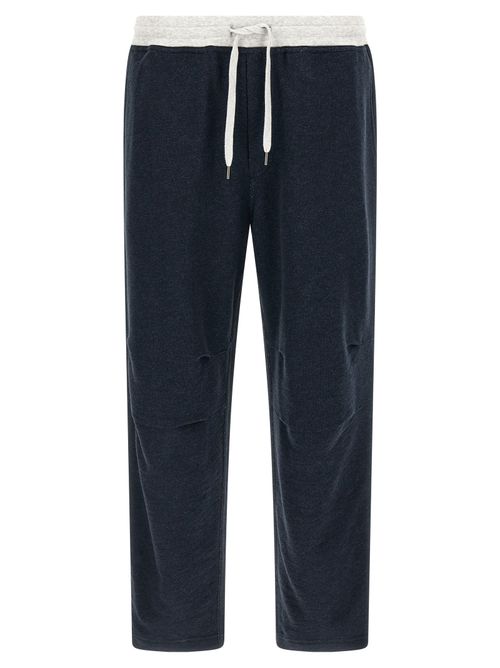 Cotton Linen Blend Joggers — Navy