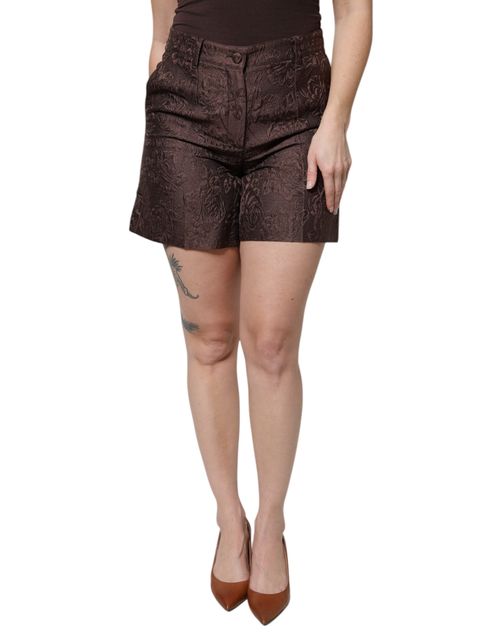 Floral Brocade Bermudas — Brown