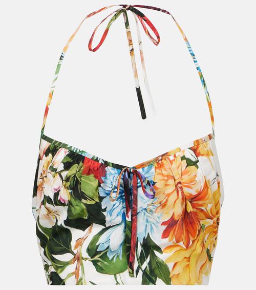 Floral cotton poplin top