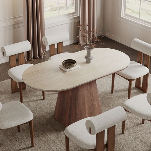Thorsten 72" Mid Century Modern Oval Sintered Stone Dining Table