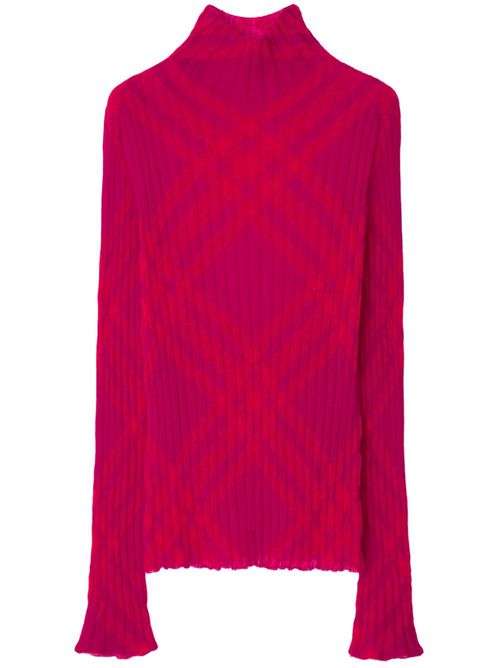 Plaid-check rib-knit jumper - Pink