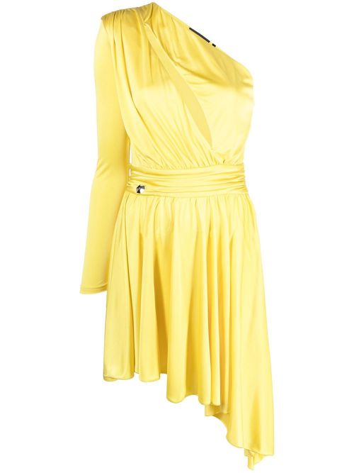 Pleated one-shoulder dress - Yellow