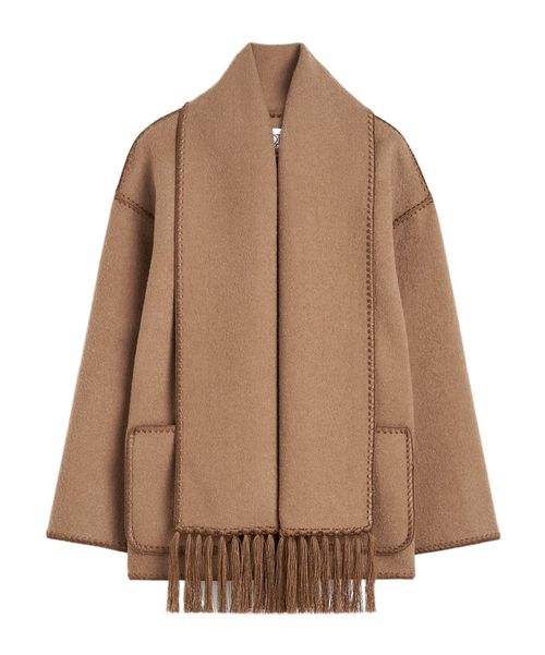 Totême Buttoned Whipstitch-Trim Scarf Jacket